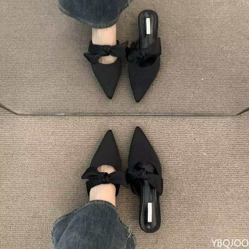 2025 Summer New women Versatile Comfortable Purple sandal with Butterfly Knot Fashionable Simplicity Baotou women Half Slippers