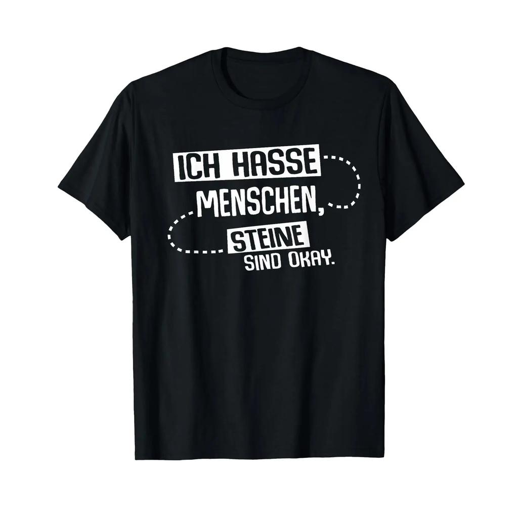 Sarcastic Funny Saying quot Ich hasse Menschen Steine sind ok T Shirt black s vintage Washed st