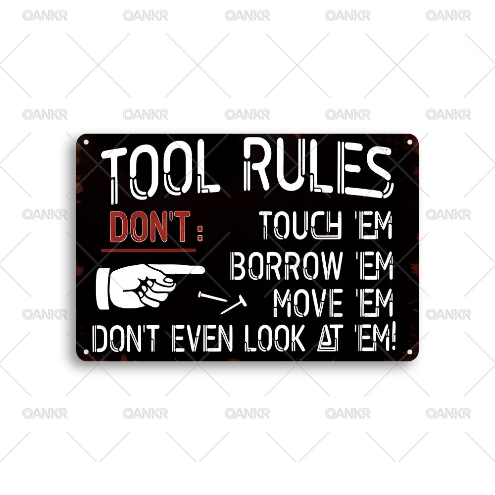 

Vintage Metal Tin Sign Tool Rules Poster Metal Signs for Man Cave Garage Farm Bar Garden Home Wall Decor Plaque 20x30cm（7.8x11.8inch）