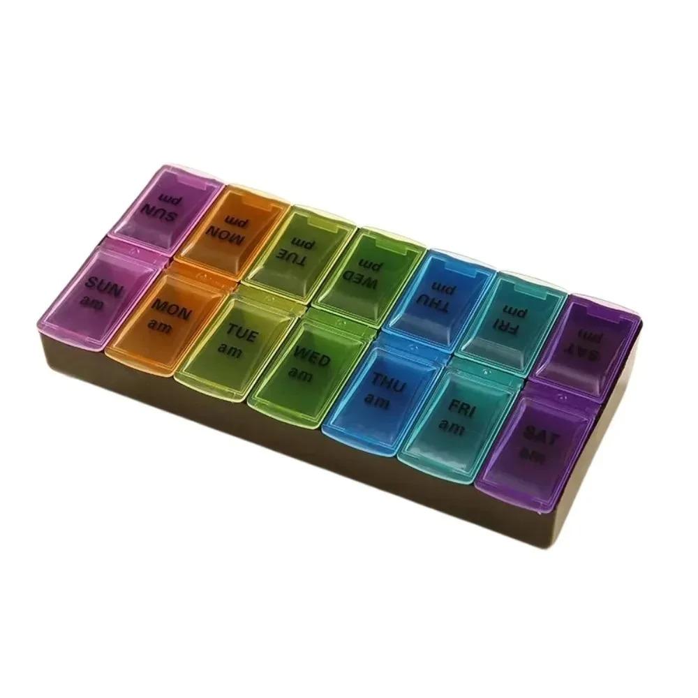 New Hot Premuim Portable Large Weekly Pill Box Organizer Cases 7 Day 14 Grids Storage for Medicine Vitamin Supplements Fish Oils