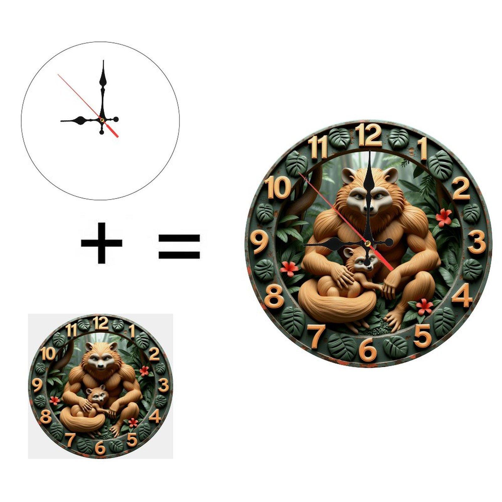 Family Name 25x25cm Wood Wall Clock Personalized with Surname (White,25*25cm/9.843*9.843inch)