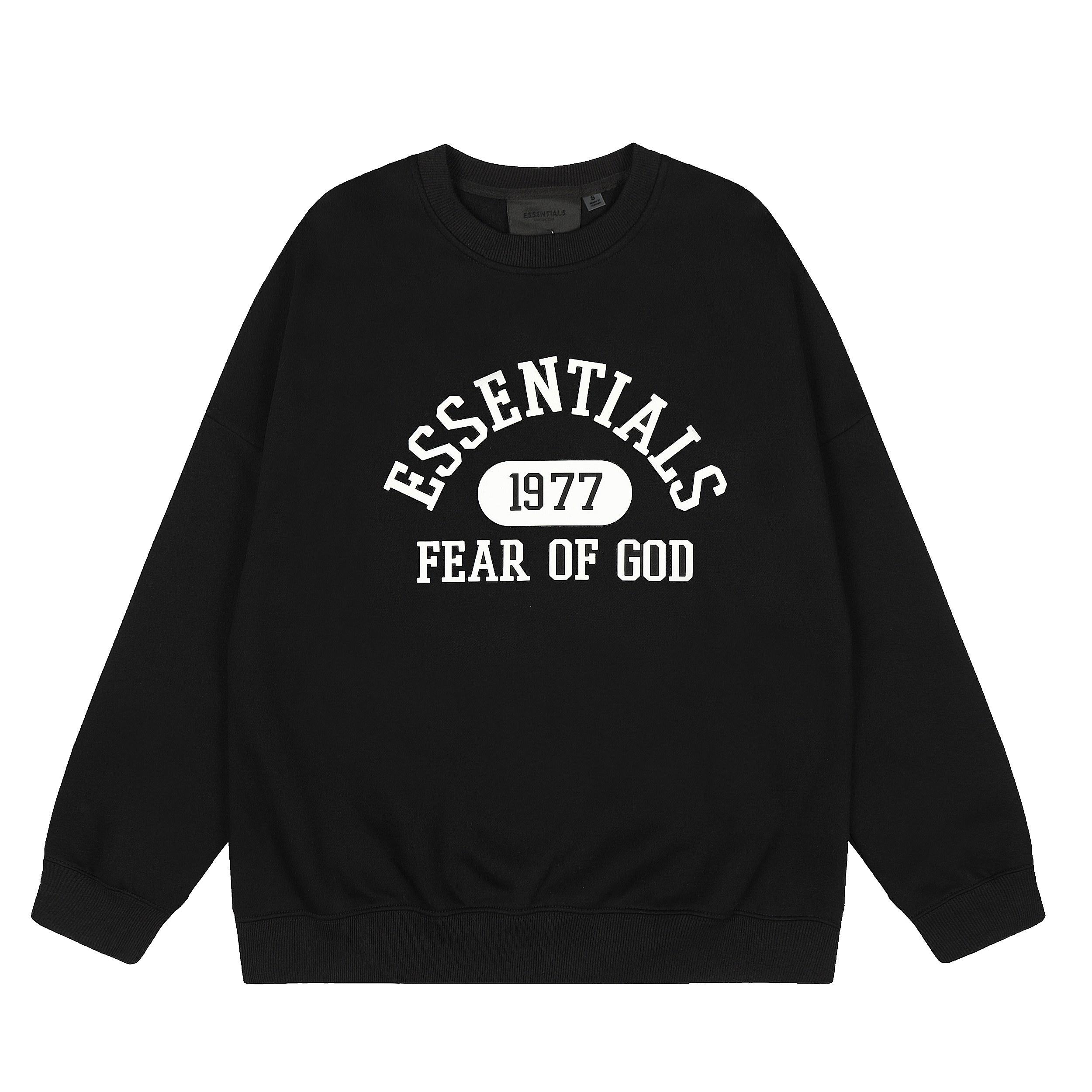 Fear Of God Essentials 1977 Letter Print Oversized T-shirt Crewneck Sweatshirt - Unisex Streetwear Pullover S