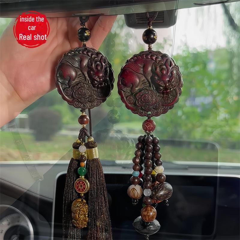 Mahogany Car Rearview Mirror Pendant: High-End Decorative Ornament for Men and Women