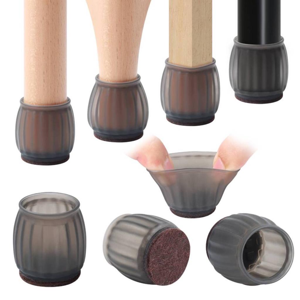 16PCS Chair Leg Cover with Felt Pads Furniture Feet Caps TPE Round Square Anti Slip Table Leg Mat Floor Protectors Socks