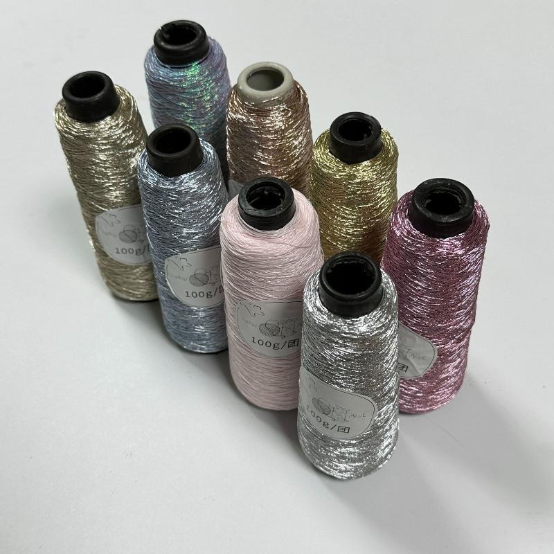 Filo Fine Multicolore Diam.0,8 Mm Fai da Te Colore Metallico Filato Ritorto all'Anima Uncinetto Seta Tessuto a Mano Cucito Accessori per Uncinetto
