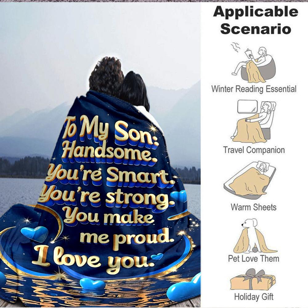 1PC Son Love Message Print Blanket, Soft Throw Blanket - Warm & Cozy for Couch, Bed, Office, and Travel yy250912187