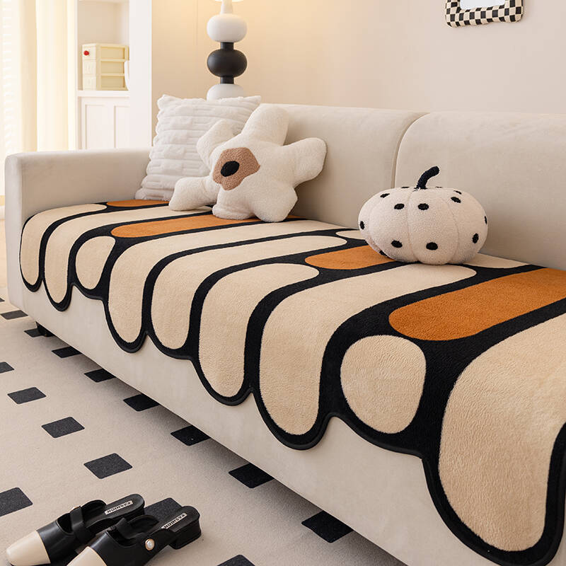 Plush Irregular Special-Shaped Sofa Cushion Autumn And Winter Advanced Feeling New Straight-Breasted Leather Special Sofa Cover Cover Cloth