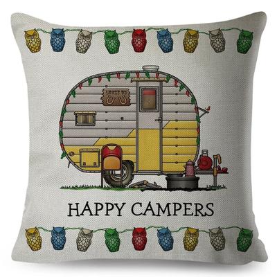 Happy Camper povlak na polštář Dekor Kreslený Cestovní Auto Tištěný Povlak na Polštář pro Domácí Pohovku Dětský Pokoj Polyesterový Potah na Polštář ,