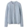 Women's Autumn/Winter Cashmere Knit Cardigan - Versatile Round Neck Elegant Cable Sweater Coat