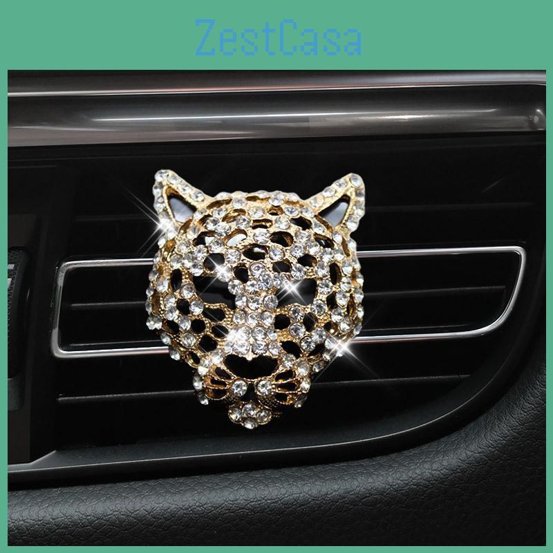 Metal Car Perfume Holder With Leopard Design Long-lasting Aroma Silver And Gold Options