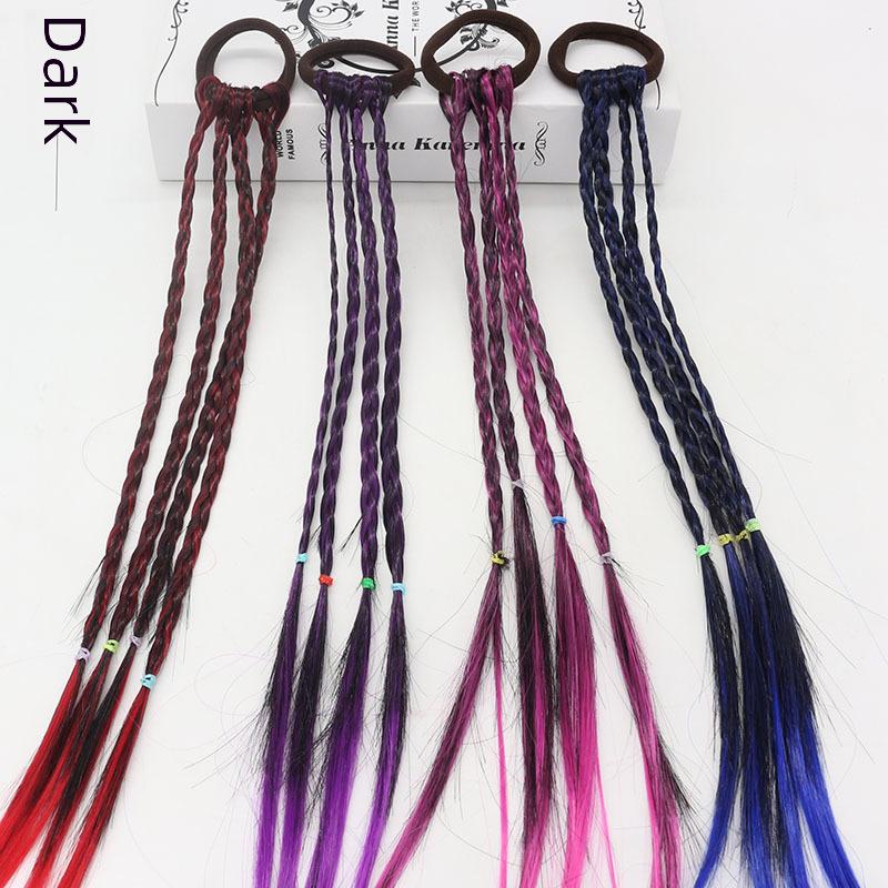 Colorful Gradient Braided Hair Accessories for Little Girls - Hand-woven DIY Hair Rings and Wigs