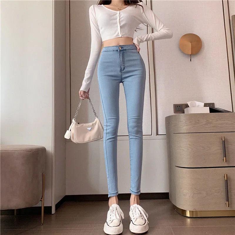 Donna Vita alta Pantaloni elastici stretti Borsa Hip Jeans Pencil Pants  Studenti Slim e Tall Nine-point Pencil Pants acquista in modo economico —  spedizione gratuita, recensioni reali con foto — Joom