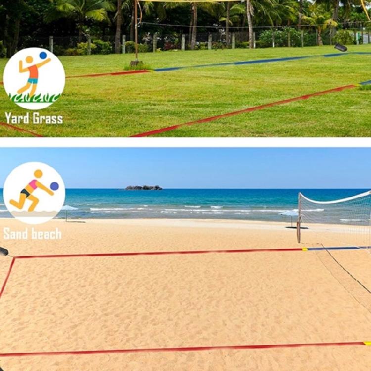 Outdoor Volleyball Boundaries Line with Ground Nails Volleyball Courts Webbing Marker for Sand Outdoor Grass Backyard