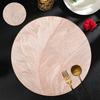 6 Pc Feather Pattern Placemats, Waterproof PVC Table Mats with Gold Foil, Oil Proof Heat Resistant Coasters for Dining Table