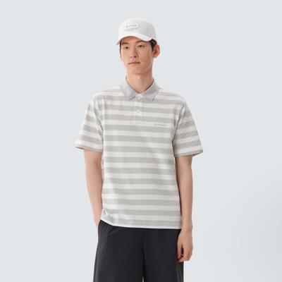 Cotton Stripe Polo T-Shirt Ice Gray (S25MMFPS49)
