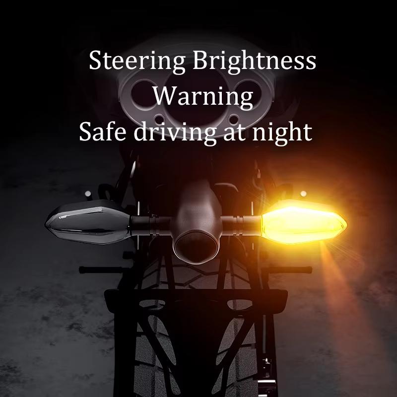 2PCS Universal Motorcycle LED Turn Signal Lamp Color Projection Lamp Sequential Flowing Flash Indicator Lights Running Light