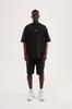Men's Oversized T-shirt with Jacquard Texture and Metal Machinist Tag – Black S