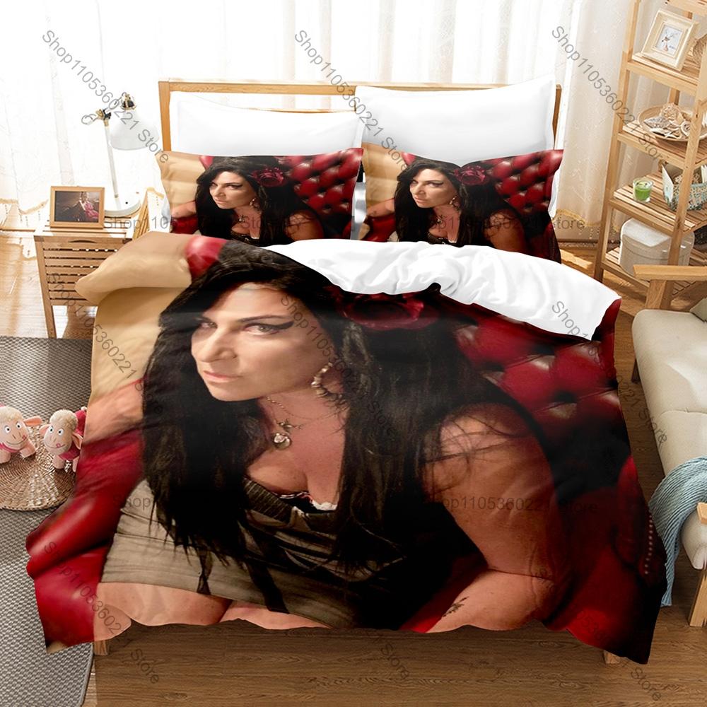 Personality Amy Winehouse Fans Gift Bedding Set New Duvet Cover Pillowcase High Quality Bed Set For Jazz & Soul Music Lovers Ret