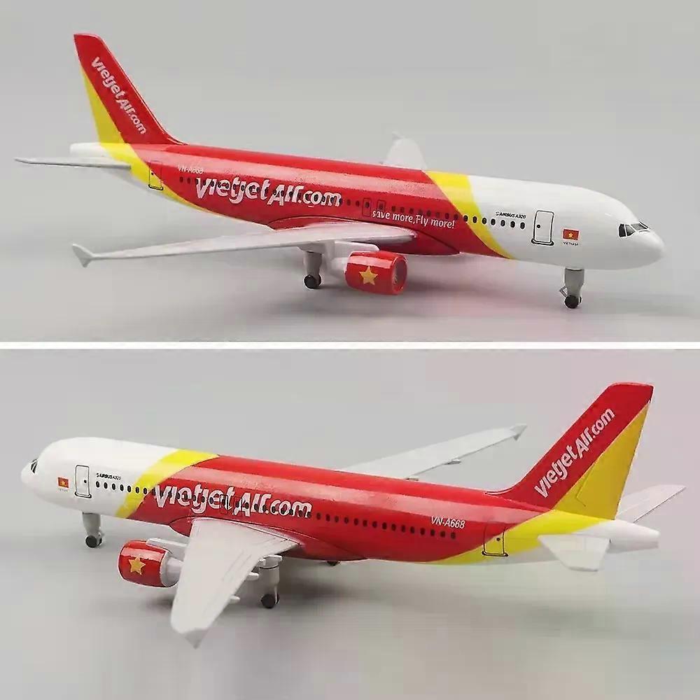 20cm 1:400 Scale A320 Vietjet Airplane Model Metal Aircraft Alloy Material Aviation Mold Gift Series
