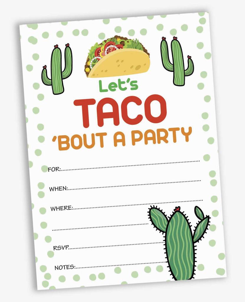 Inkdotpot 30er-Pack Einladungen zur Taco-Bout-Party, Einladungen zur Fiesta-Party, leere Einladungen mit Umschlägen