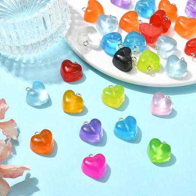 8/18 Stück herzförmige Anhänger aus transparentem Harzmaterial, herzförmiger Anhänger, Gummianhänger in Herzform, DIY-Armband, Halskette, Ohrringe, Schlüsselanhänger