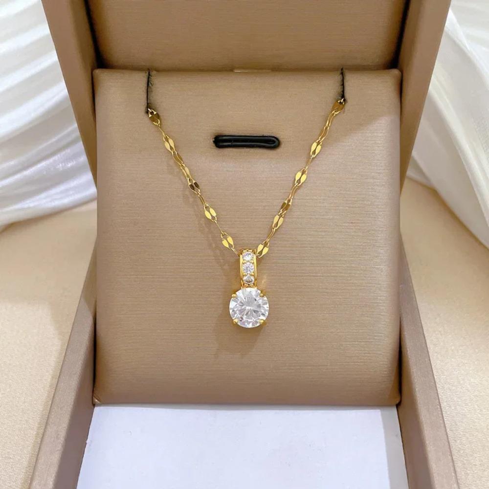 Luxusní náhrdelník z titanové oceli pro ženy Módní jednoduchý klíční řetízek Trendy šperkový doplněk