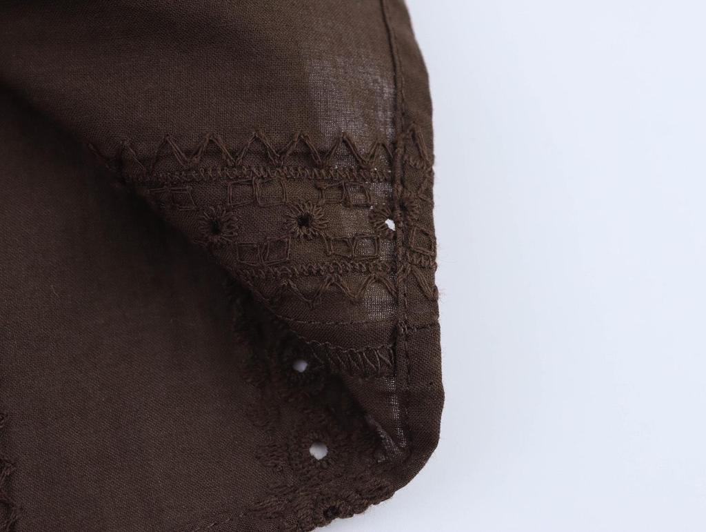 Spring 2025 Women's European & American Style Embroidered Hollow Shirt