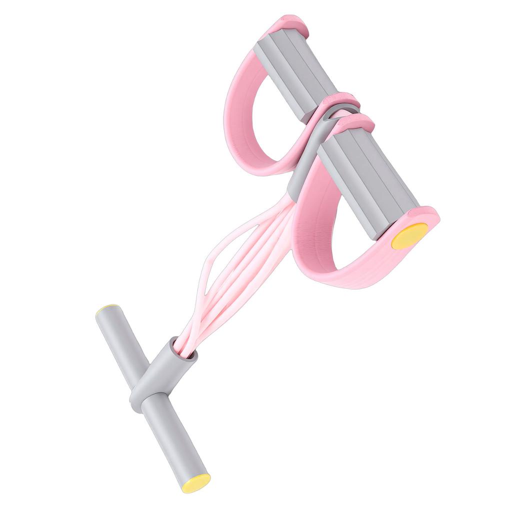 Manual Tension Training Pedal High Elastic Non Slip Soft Grip 6 Tube Pedal Ankle Puller for Home Pink