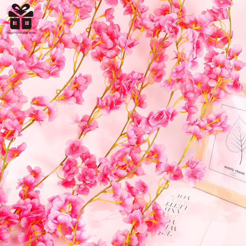 230CM Artificial Sakura Flowers Vine Wedding Garden Rose Arch Home Party Decoration Christmas Bridal Fake Silk Scrapbook Plants