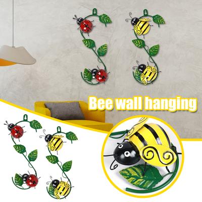Zahradní kovový Bumble Bee Beruška Ornament Venkovní WallArt
