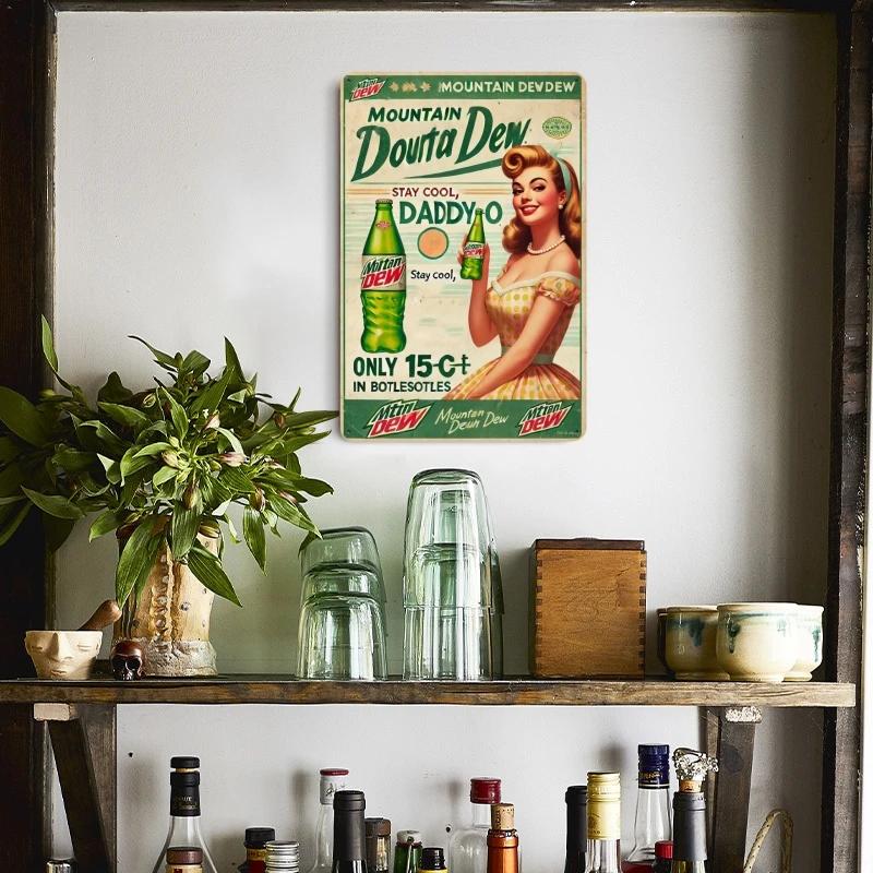 Placa Metálica Vintage Pinup Girl Café Encantadora Arte de Parede Para Casa Café Bar Apartamento & Decoração de Restaurante - Presente de Feriado Perfeito