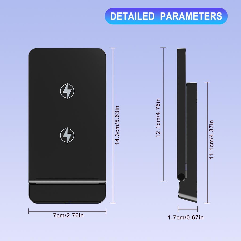 Double Coil Wireless Charger Foldable Phone Holder Stand For iPhone 16 15 14 13 12 Pro Max Samsung Xiaomi Fast Charging Station