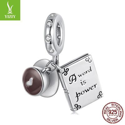 Design Kaffee Und Buch Anhänger DIY Armband Perlen Charm 925 Silber Perlen Schmuckzubehör