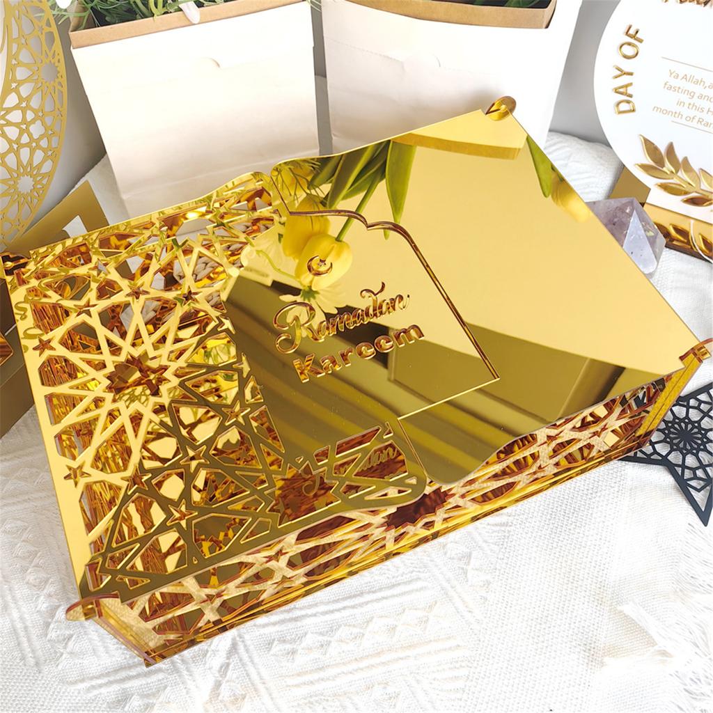 Eid Festival Themed Acrylic Candy Holder Biscuit Cookie Display Box for Home Gatherings Office Desktop Decorations