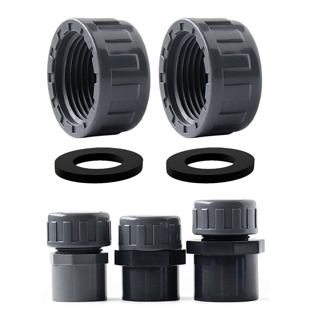 2pcs Pipe PVC Threaded Cap Round Female Thread Hose Connector With Rubber Seals For Pipe Ends Water Tube Cap