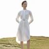 Wei Mei 100% Cotton Waist-Cinching Slimming Long-Sleeve Dress for Women - Autumn Collection