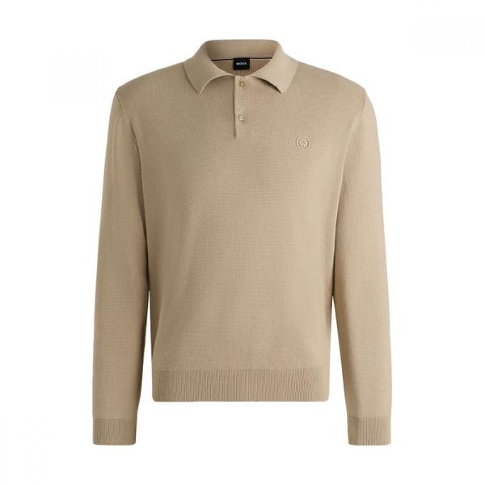 Boss Regular Fit Cotton Polo Sweater Sand Beige L
