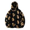 Y2k Amerikaanse Winter Retro Dames Hoodie Mode Losse Capuchon Cardigan Lange Mouwen Beer Print Pluche Warm Koppel Sweatshirt