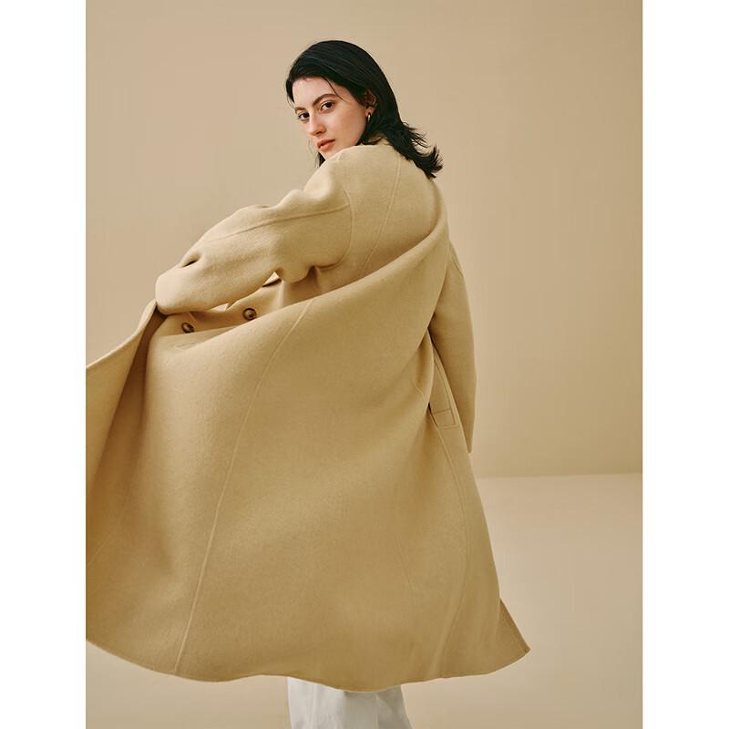 INMAN Women's Alpaca Wool Silk Double-Faced Long Coat