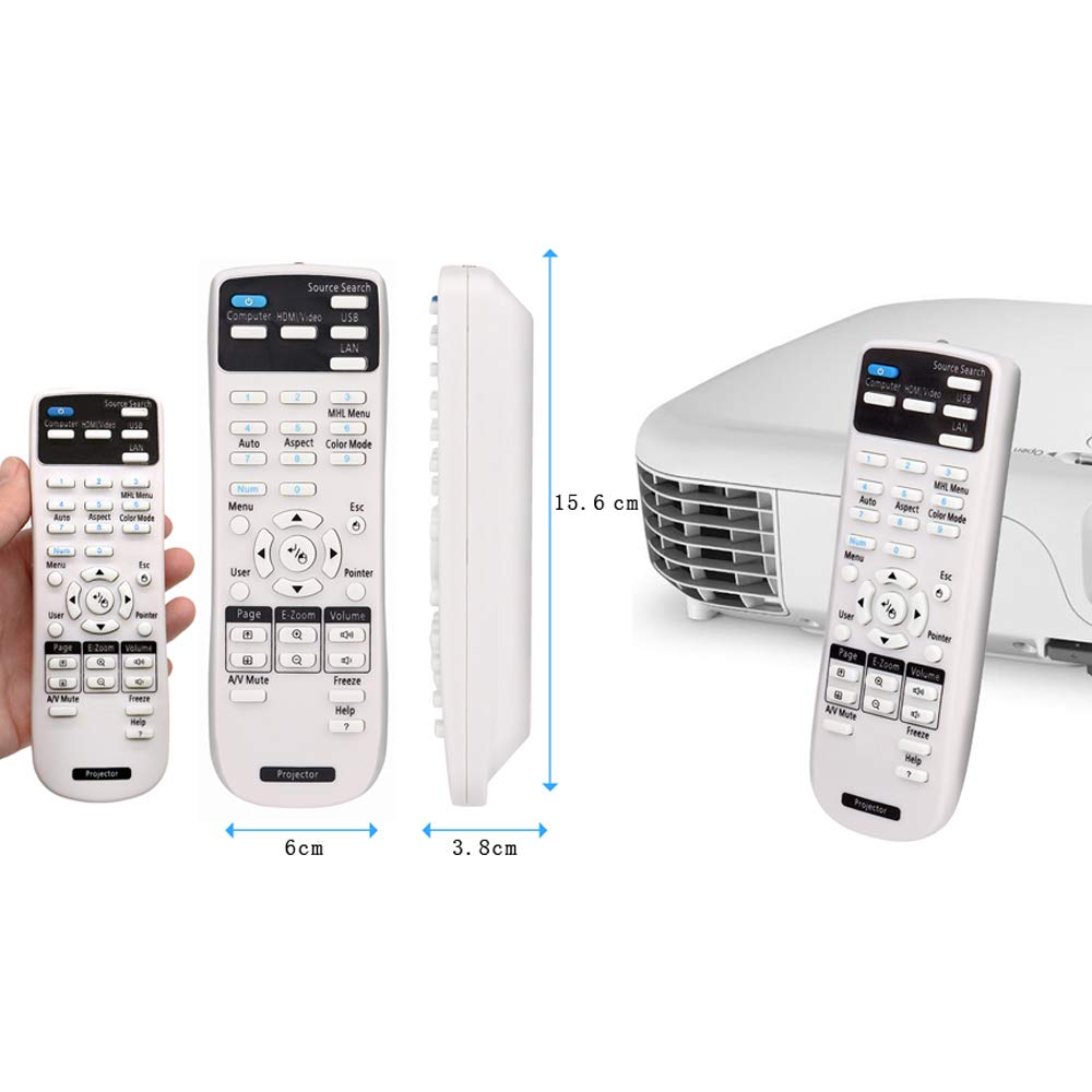 EachLight Projector Replacement Remote Control Epson EH-TW5200, EH-TW530, EH-TW5350, EB-S02H, EB-S04, EB-S05, EB-S31, EB-W420, EH-TW400, EH-TW410,
