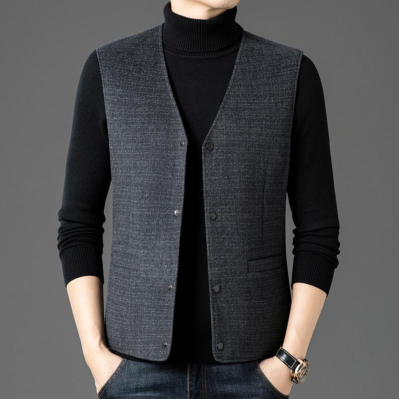 Middle-aged Men's Down Liner Wool Vest Vest Vest In Winter New Warm Vest Men's Wool Vest