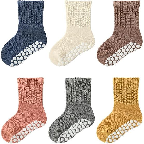 Zumou Toddler Non Slip Crew Socks Anti Skid for Baby Little Boys Girls Kids 1-3T