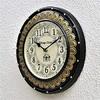 Wooden Hand-Crafted Brass Inlay Analog Clock (Black, 12x12 Inches, 30 cm)