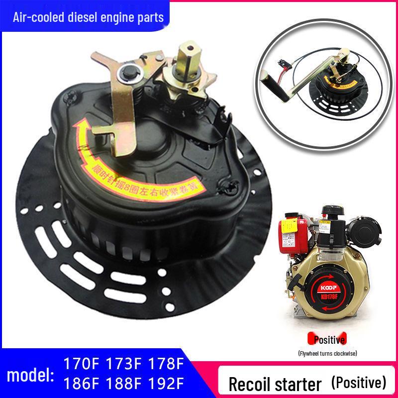 Hand-Cranked Mini Tiller Starter for 170F, 178F, 186F Air-Cooled Diesel Engines