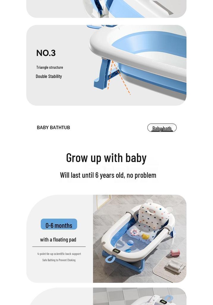 Foldable Baby Bathtub - Large, Sit or Lie for Kids, Newborn Bath Essentials for Home Use