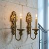 2 Pieces Wall Candle Sconce Vintage-Style with Scrollwork Gold