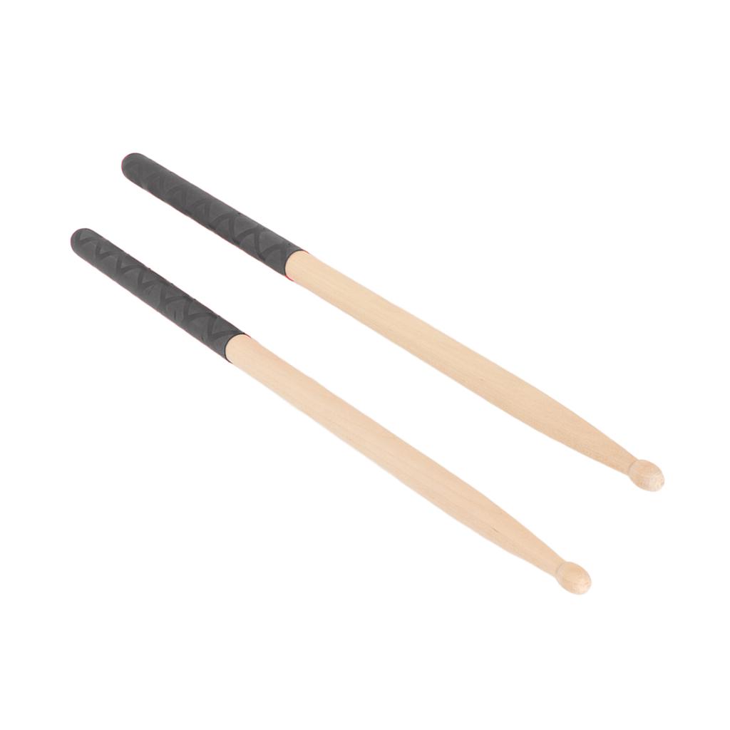 5A Sticks for Adults Kids Beginners Maple Wood Tip sticks with Anti Slip Rubber Handle for Musical Instrument Accessories