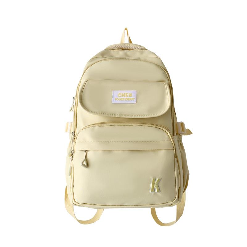 Schoolbag Female Korean Version Large-capacity Backpack High School Student Junior High School Student Bag Campus Solid Color Foreign Style Backpack