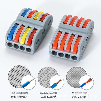 Farbcodierte SPL-4 Schnellverdrahtungsklemme: 4-Ein/4-Aus Stoßverbinder
