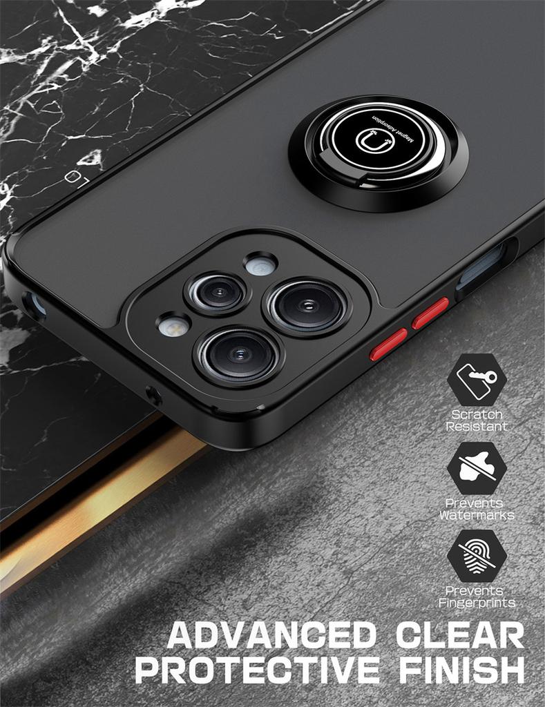 Matte Armor Hard PC Case For Xiaomi Redmi 12 4G 5G Car Magnetic Holder Ring Kickstand Phone Cover for Redmi12 Shockproof Funda